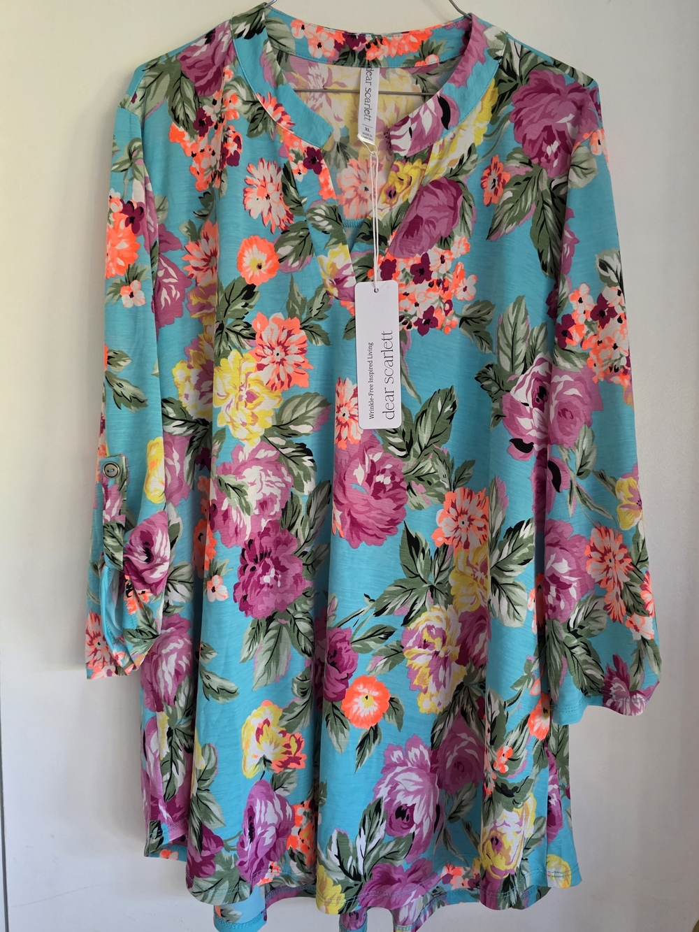 Dear Scarlett Floral Tunic - Turquoise Multi XL